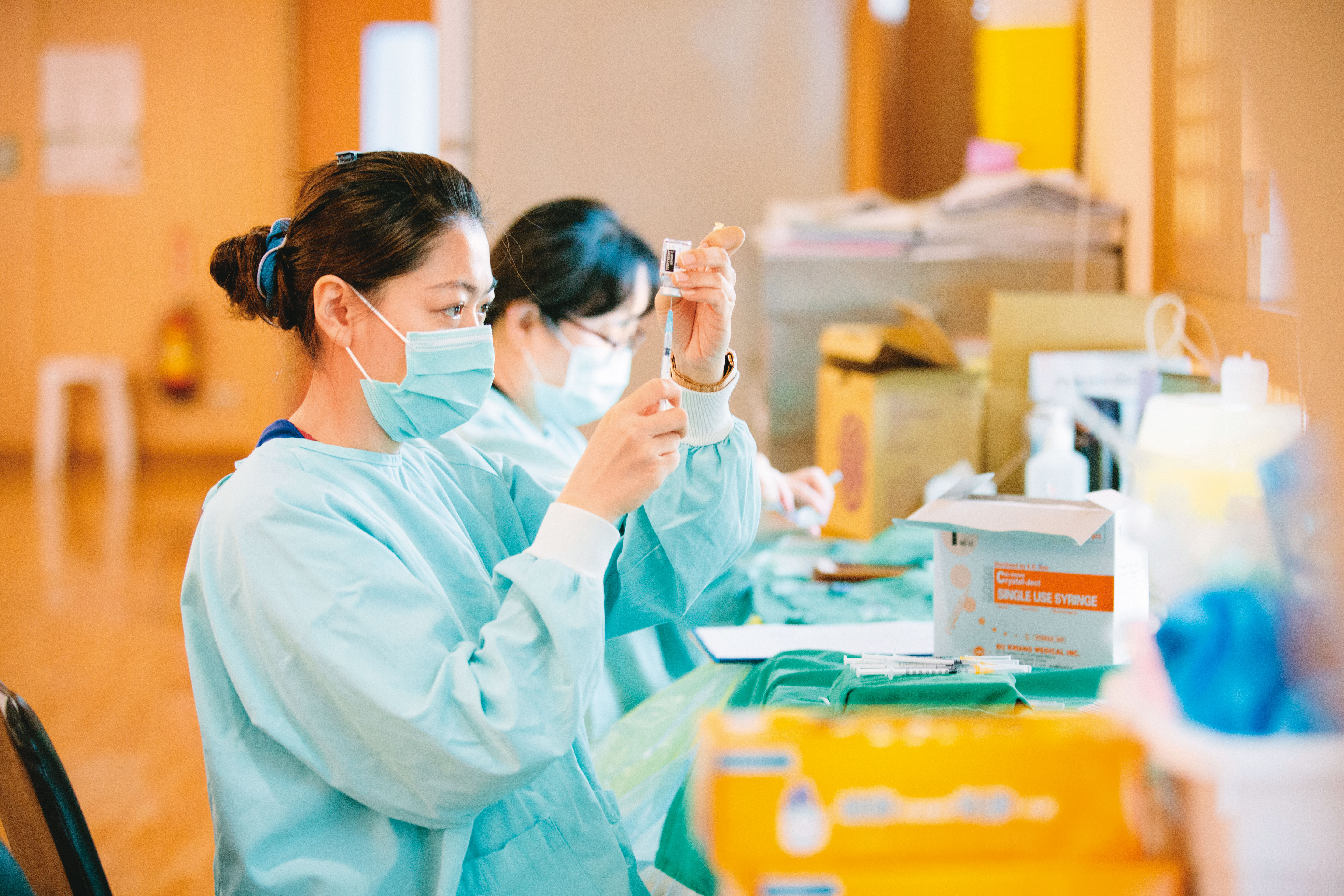 台中的疫苗快打站發揮巨大功效。