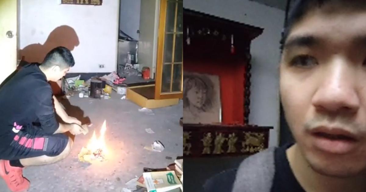 直播主「晚安小雞」闖空屋燒金紙，地主知悉後氣炸喊告。（翻攝自晚安小雞臉書）