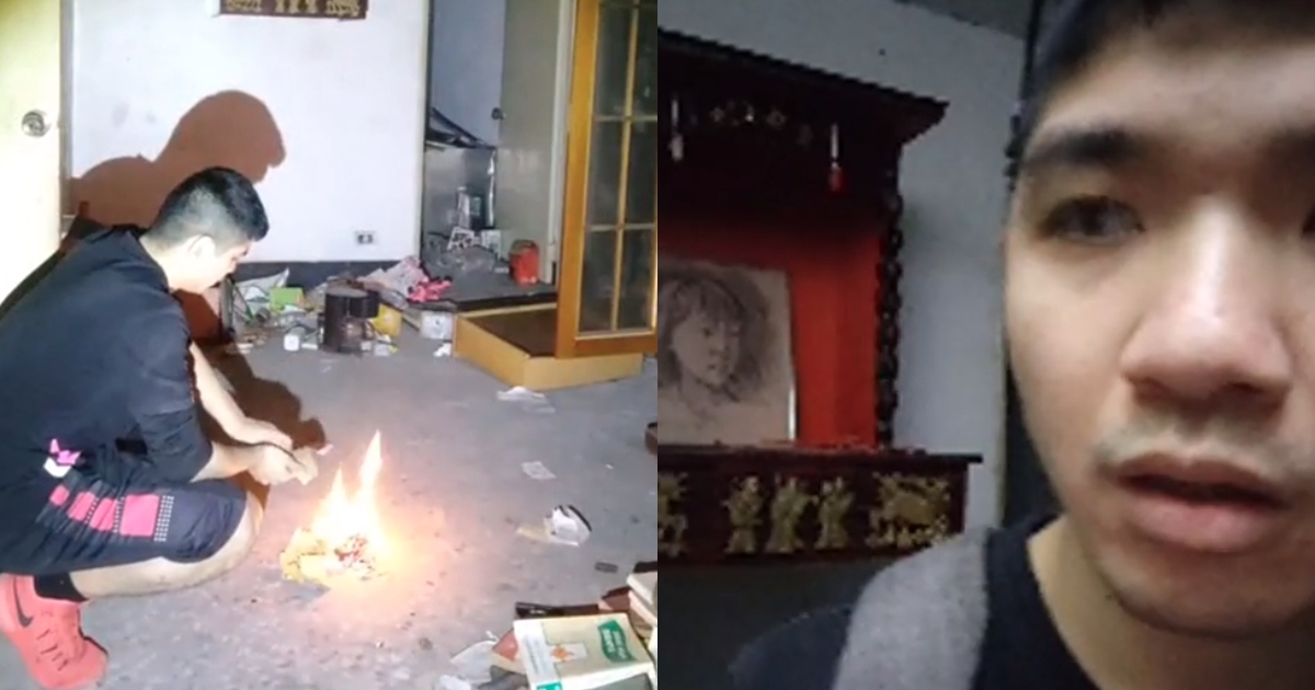 直播主「晚安小雞」闖空屋燒金紙，地主知悉後氣炸喊告。（翻攝自晚安小雞臉書）
