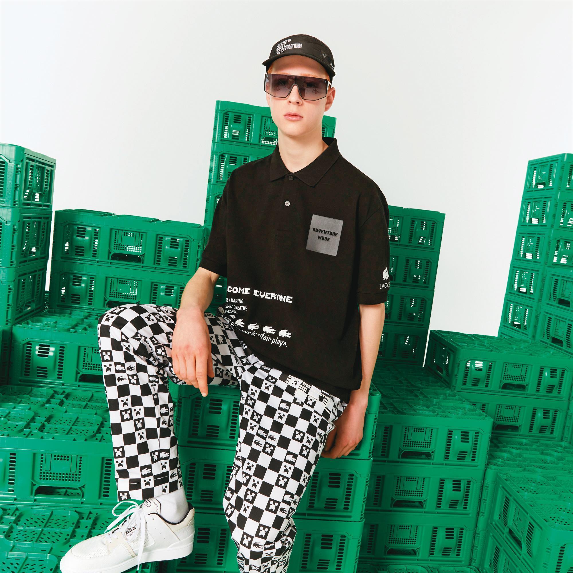 LACOSTE X Minecraft黑色Polo衫NT$5,280、黑白格紋長褲NT$5,280。