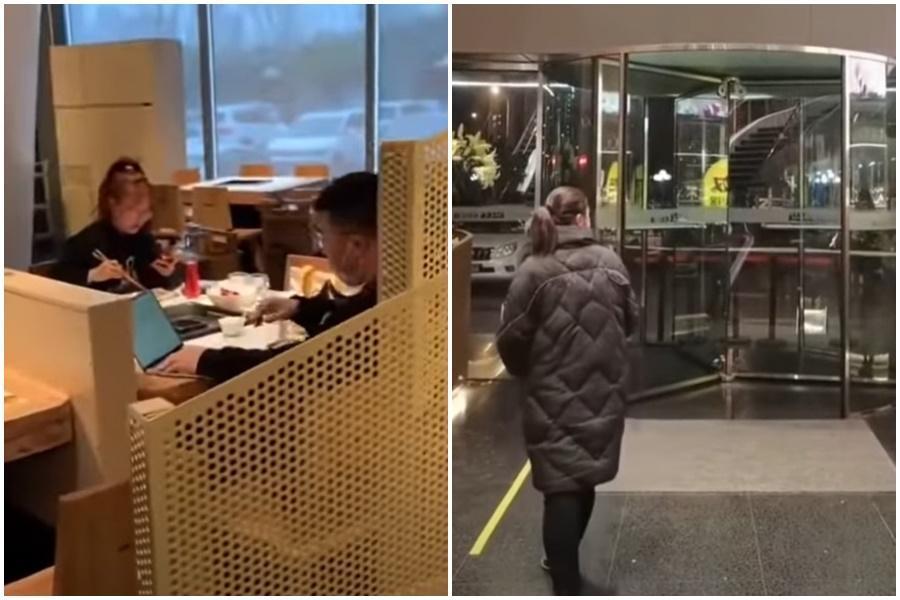 河南鄭州一名王姓上班族被迫在火鍋店裡隔離3天,第3天直呼吃不動了。(翻攝自微博)
