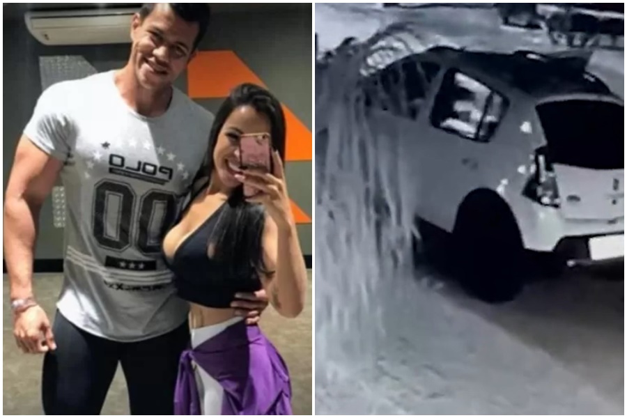 健身教練愛德華多（左圖左）發現老婆珊卓拉（左圖右）夜裡與街友在車震。（翻攝自推特）