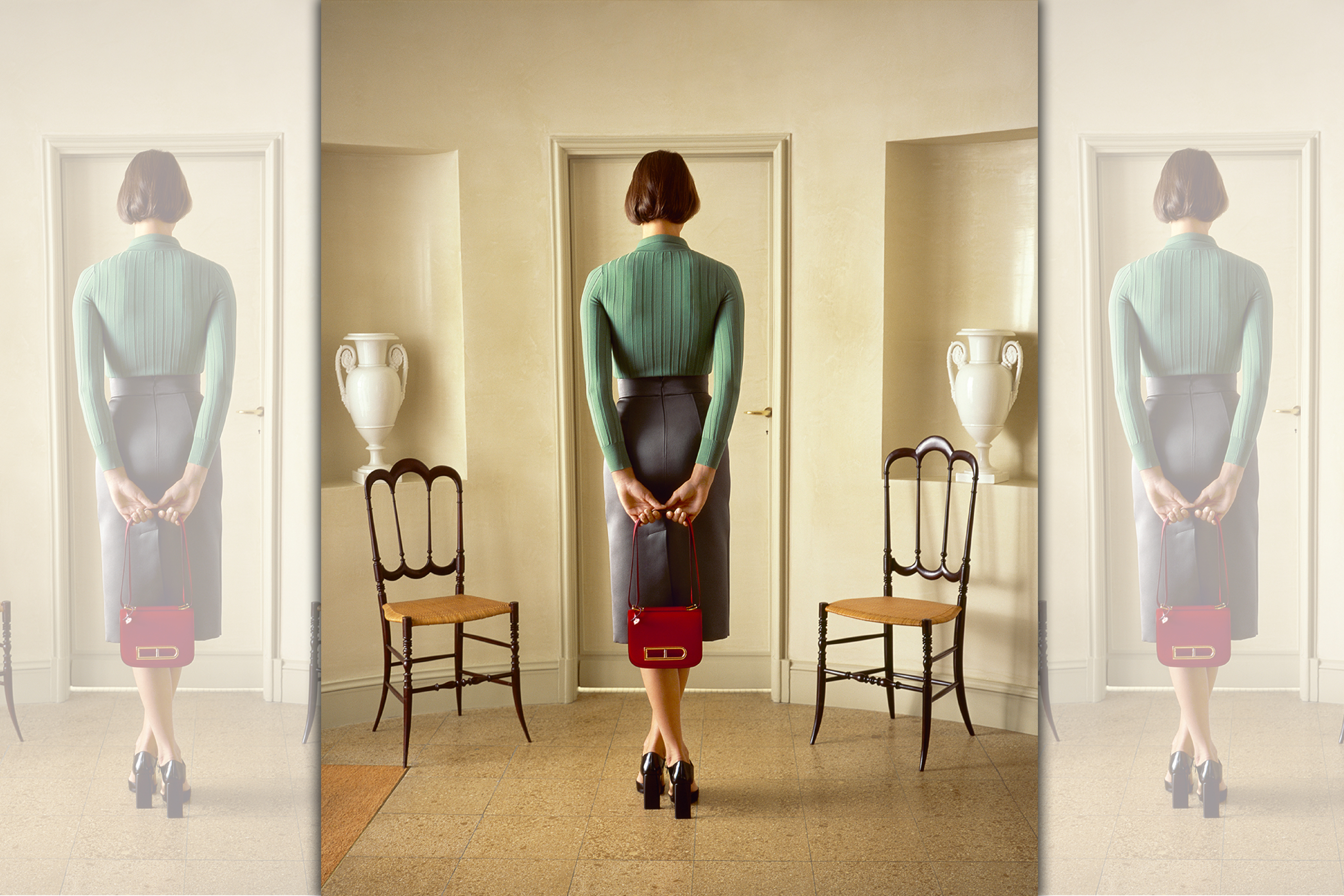 Delvaux 2022春夏推出全新的包款Lingot，金銀雙色的D形釦環是包包的亮點。（Delvaux提供）