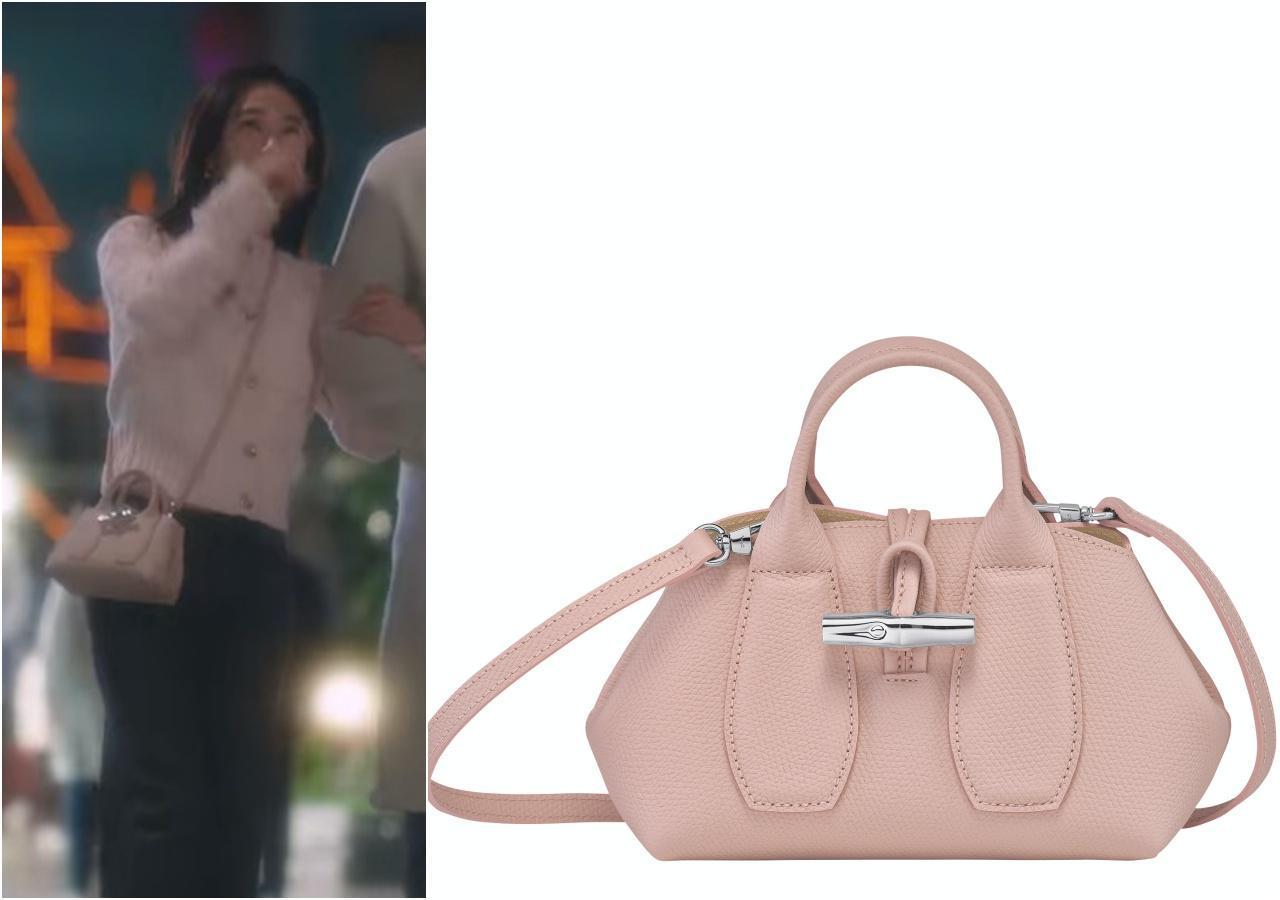 朴柱美的Roseau系列淡粉色手提包。NT13,100。(LONGCHAMP提供)