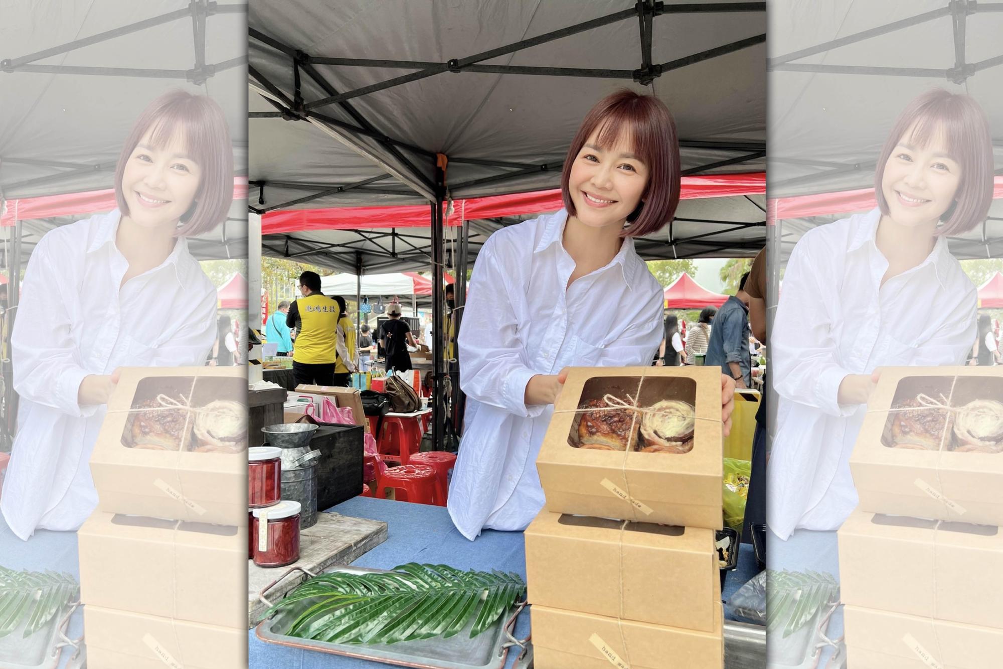 女星張䕒心開心作肉桂捲義賣幫助偏鄉小孩。（民視提供）