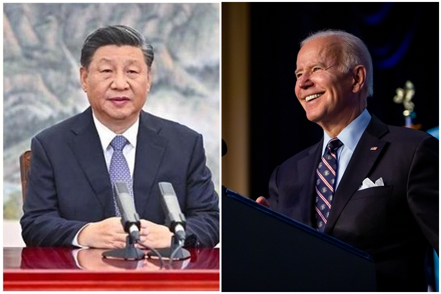 拜登（右）表示上週與習近平（左）進行對話，他認為中方清楚認知到，未來與西方的經濟聯繫更勝於援助俄國。（左圖翻攝自新華社官網，右圖翻攝自拜登臉書）