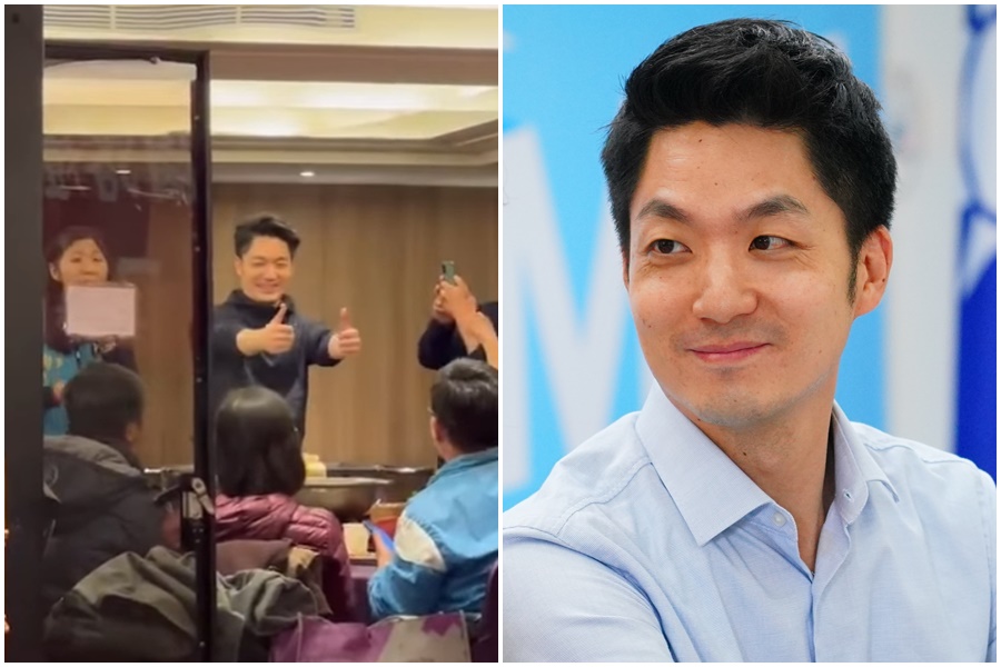 蔣萬安敬酒未戴口罩的影片曝光，引來網友們質疑。（左圖翻攝自王浩宇臉書，右圖本刊資料照）