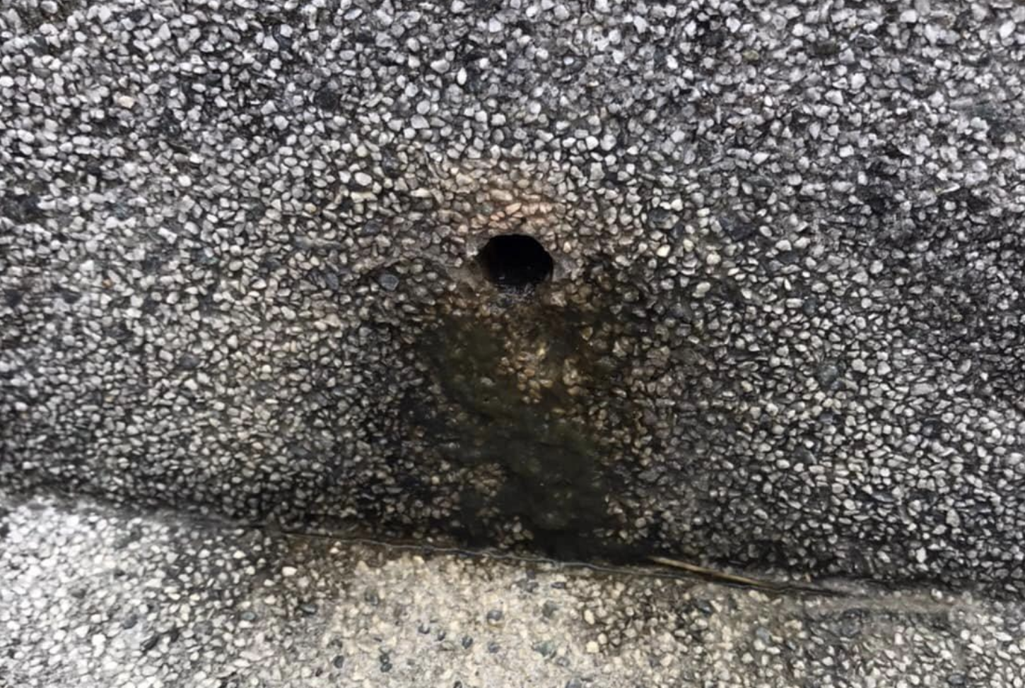 一名網友表示，他提前去掃墓，卻發現墓地被鑽了不明孔洞，擔心是有人要盜墓。（翻攝自爆廢公社）