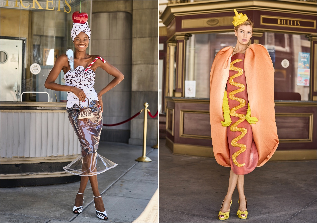 無論是當為聖代女孩或是熱狗堡女郎，MOSCHINO這一季就是要讓人飢腸轆轆啊！（藍鐘提供）