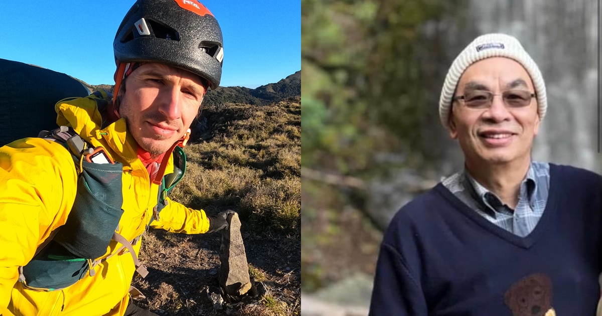 和碩聯合科技前副總裁蔡進國（右）26日登山失聯至今，「跑山獸」加入搜救行列。（翻攝自Petr Novotny臉書、我是三峽人 iSanxia臉書）