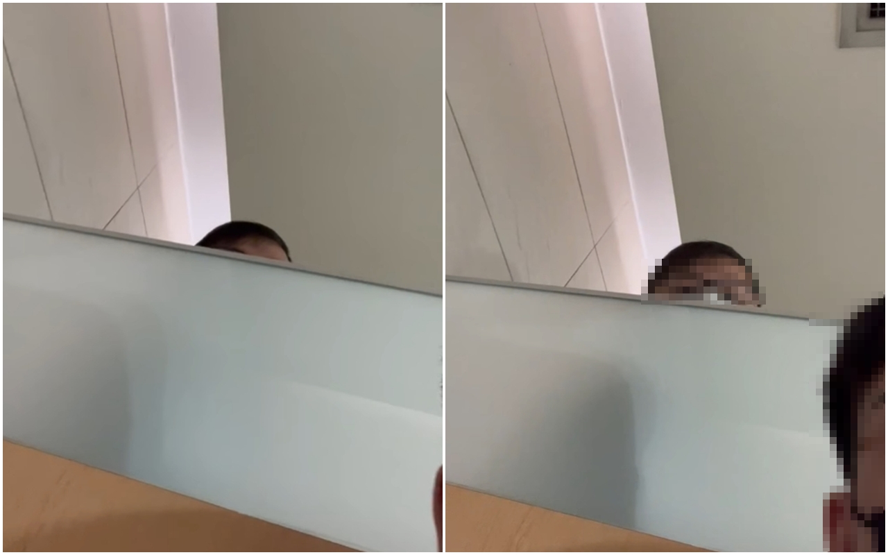 有網友在臉書社團po出影片，指自己在台北市府轉運站的廁所遭男子偷窺。（翻攝自爆料公社公開版）