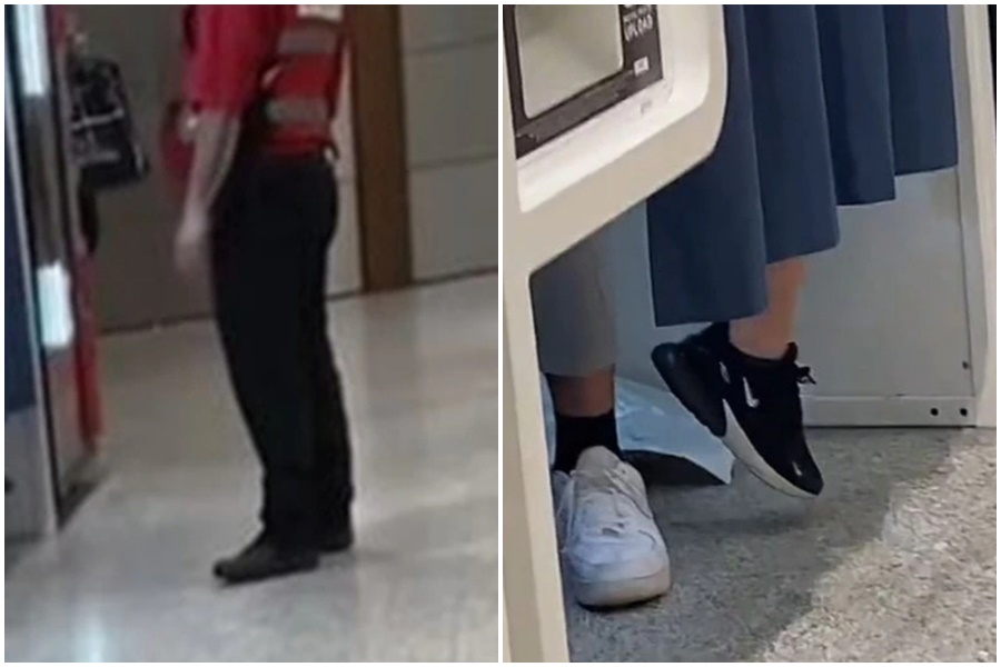 一對情侶在快照亭四腳獸。（翻攝自抖音）