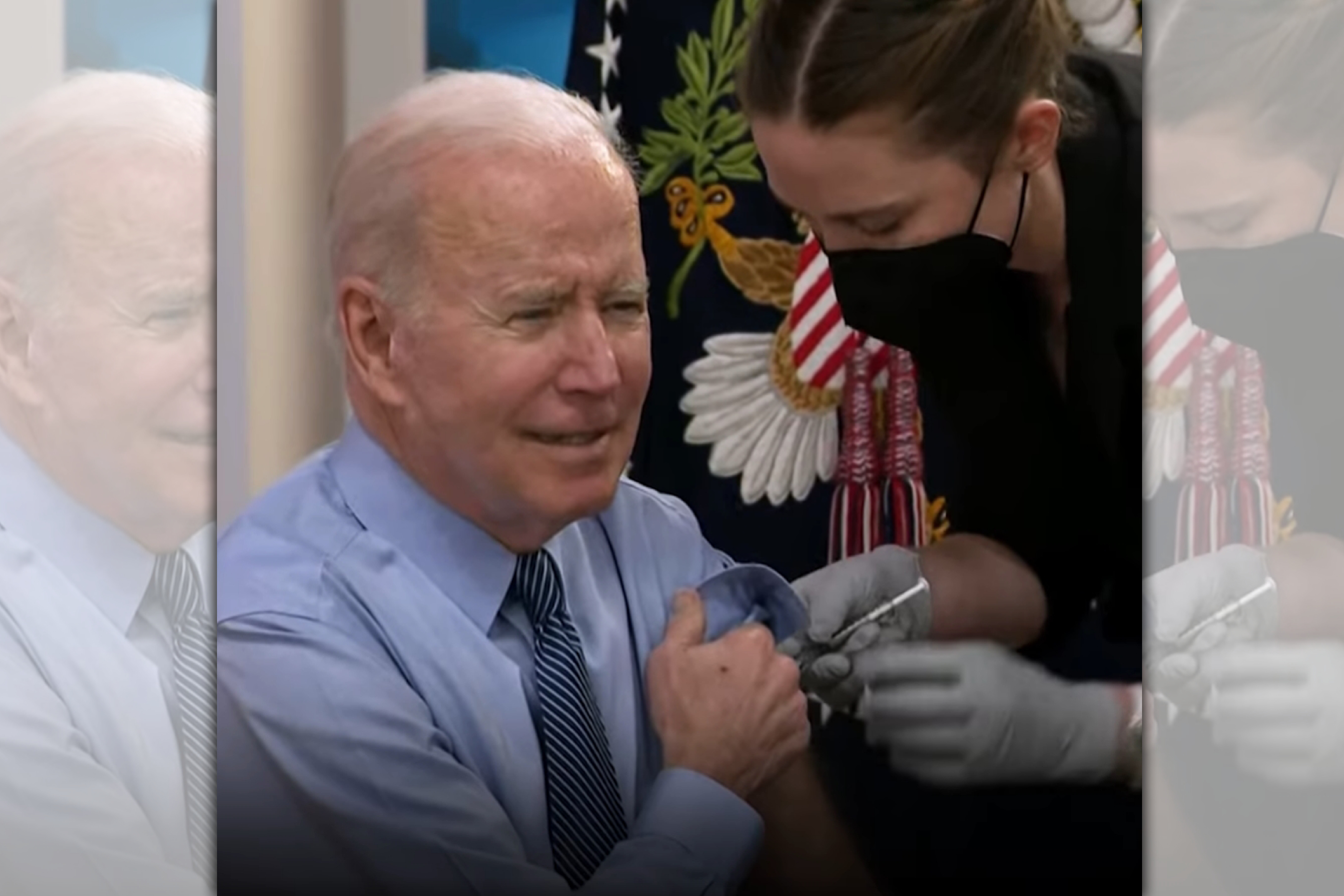 拜登近日頻繁接觸確診者，30日他捲起袖子施打第4劑疫苗。（翻攝Joe Biden臉書）