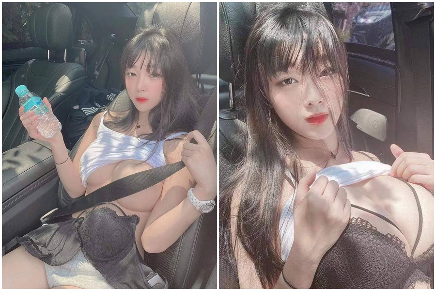 正妹穿著性感小可愛，對著鏡頭擺出性感姿勢。（翻攝自「這世界需要正妹的力量」粉絲專頁）