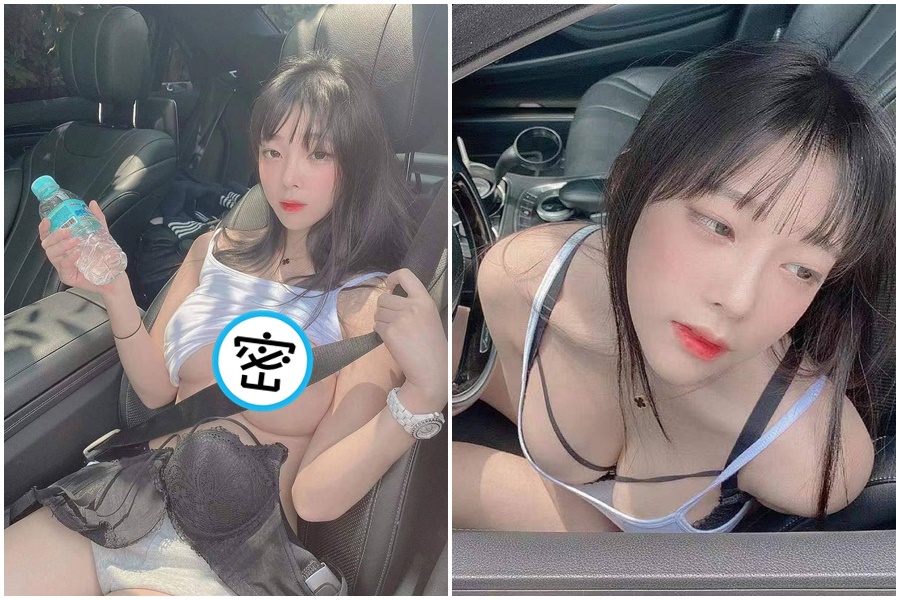 臉書瘋傳一組豐滿正妹坐在駕駛座位的照片。（翻攝自「這世界需要正妹的力量」粉絲專頁）