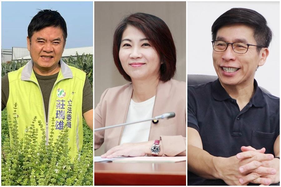 民進黨屏東縣長初選戰況激烈，從左到右為立委莊瑞雄、周春米與鍾佳濱。（翻攝自莊瑞雄、周春米、鍾佳濱臉書）