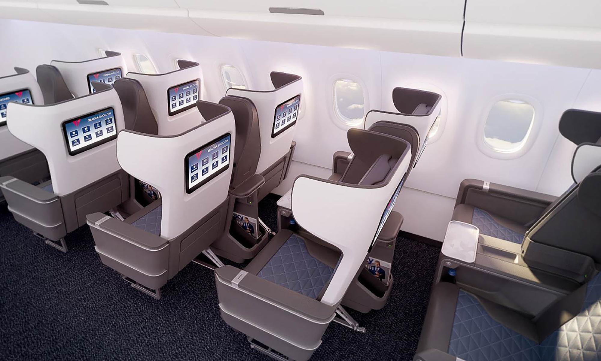 達美航空A321neo的頭等艙,將增加25%的工作空間。(達美航空提供)