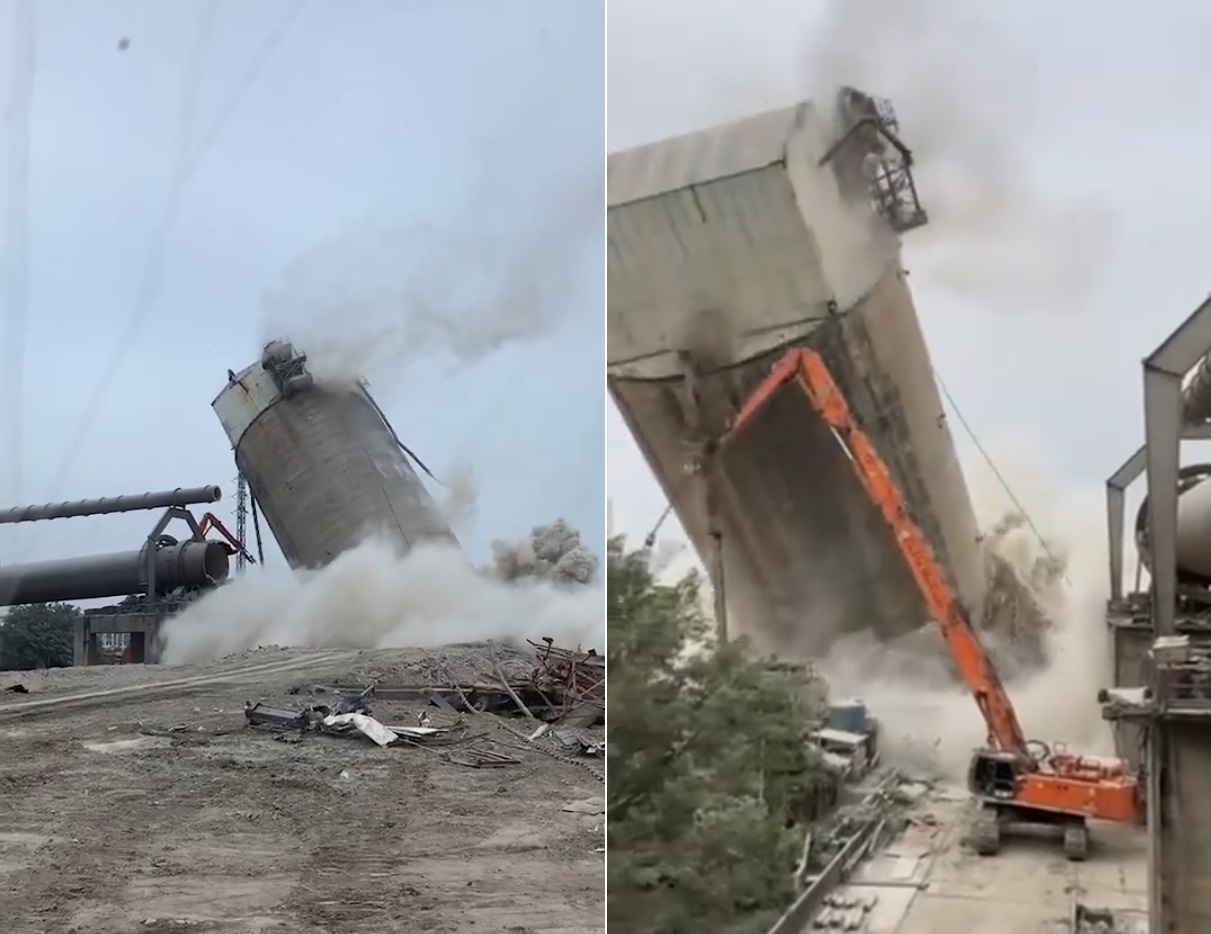 東南水泥廠拆除作業壓垮高壓電塔、影響雙鐵旅客，行政院長蘇貞昌向受影響的民眾致歉。（畫面翻攝自高嘉瑜臉書）