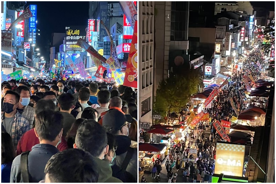 嘉義文化路夜市3日晚間出現滿滿人潮。（合成圖，翻攝自綠豆嘉義人粉專）