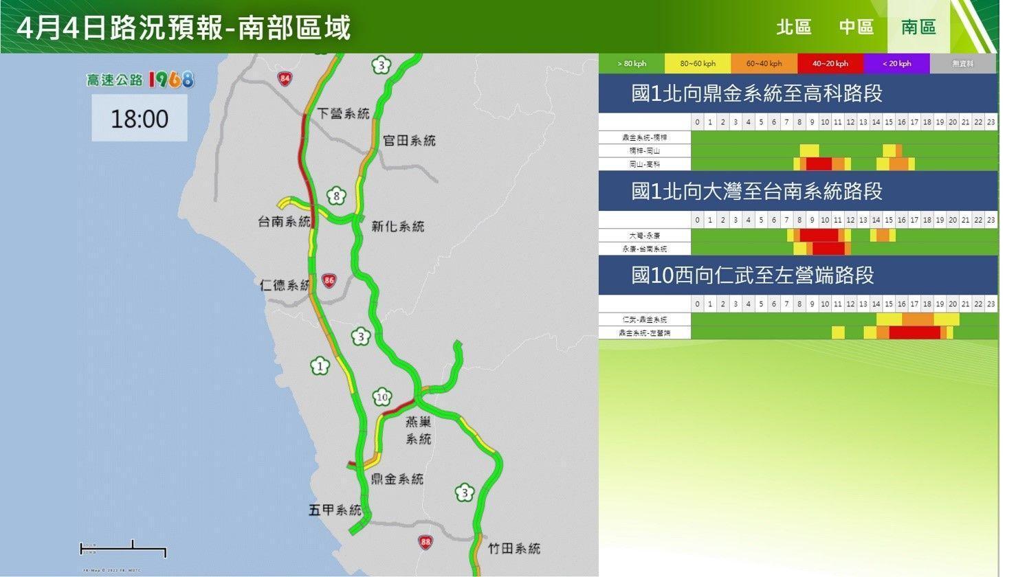 今日國道路況。 (翻攝自高公局)