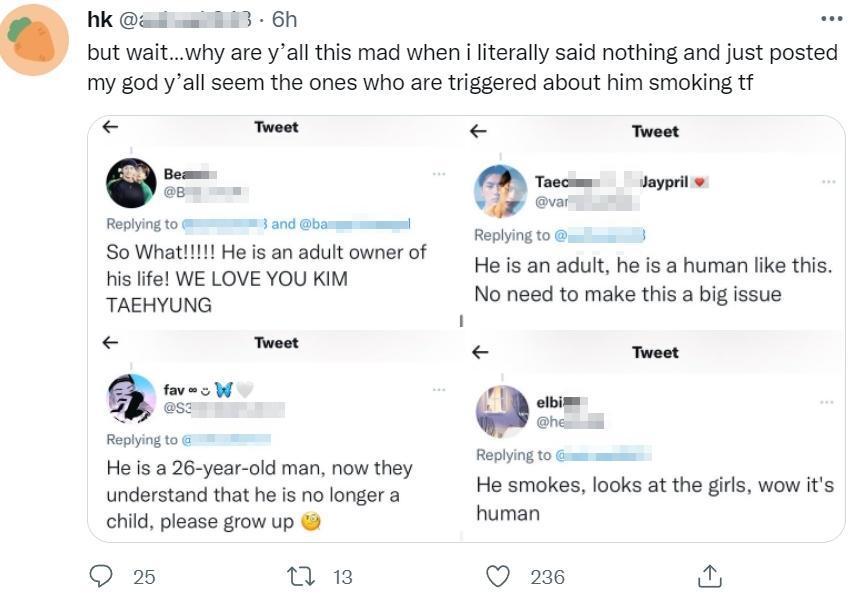 原po事後自稱沒有做出什麼評論,反虧BTS粉絲大驚小怪。(翻攝自推特)