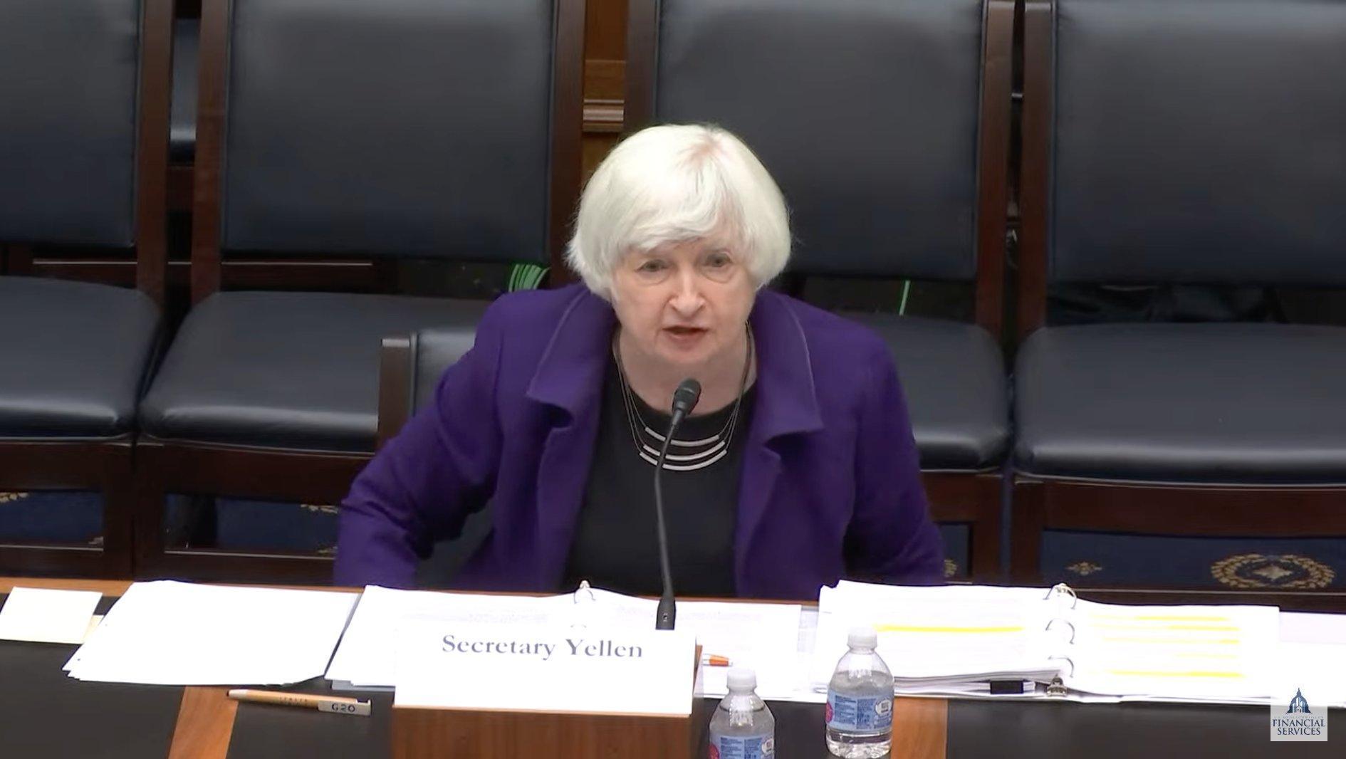 葉倫表示,若中國侵略台灣,美國將對中國實施制裁。(翻攝U.S. House Committee on Financial Services YouTube頻道)