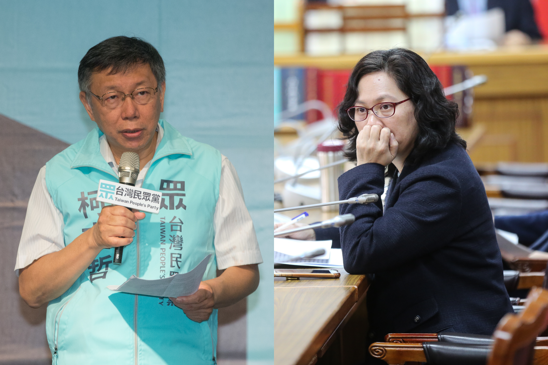 傳出柯文哲（左）日前因苗栗縣議員提名瑕疵一事怒罵賴香伶（右）「誰家的狗，自己回去管好」，引發軒然大波。（本刊資料照）