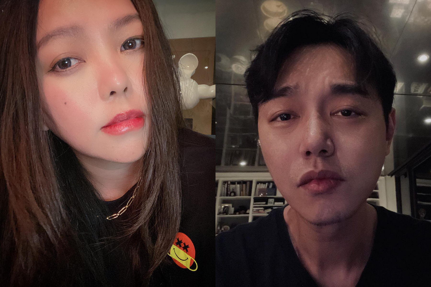 阿妹（左）演唱會日前爆出確診者足跡，多次到場支持的男友Sam（右）也緊急自行快篩。（翻攝自張惠妹臉書、Sam IG）