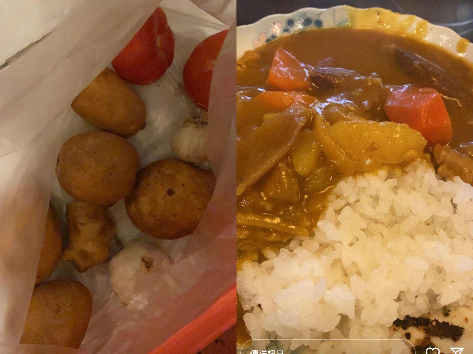 收到馬鈴薯、紅蘿蔔、蒜頭等食材後，彭于晏煮了咖哩飯果腹。（翻攝自彭于晏IG）