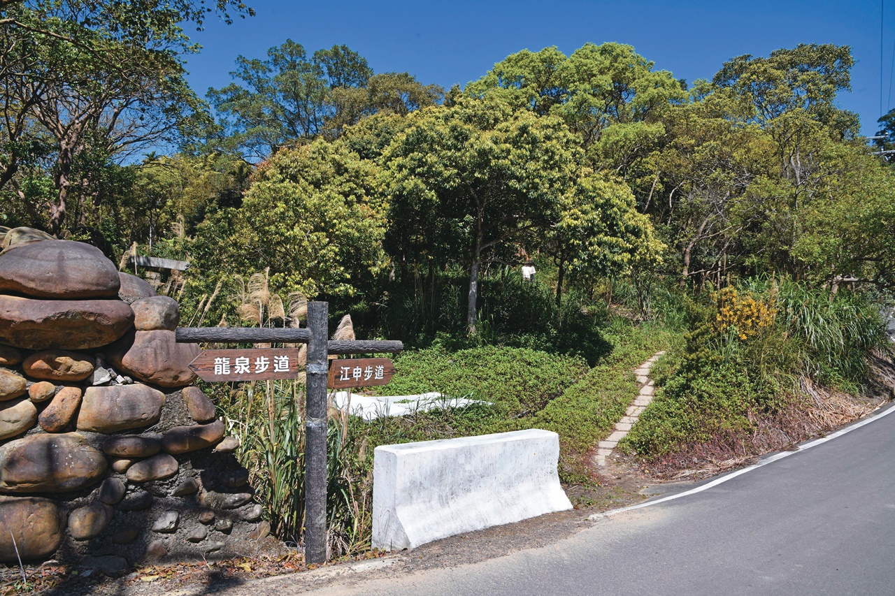 大北坑步道由龍泉步道、江申步道及奉茶亭步道組成，以茶園風光貫穿動線。