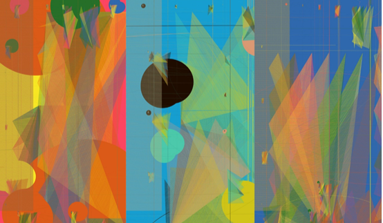 藝術家Jimi Wen義賣的其中3枚NFT作品，從左到右分別為Teardrop#14、#28、#25。（東梨學院提供）