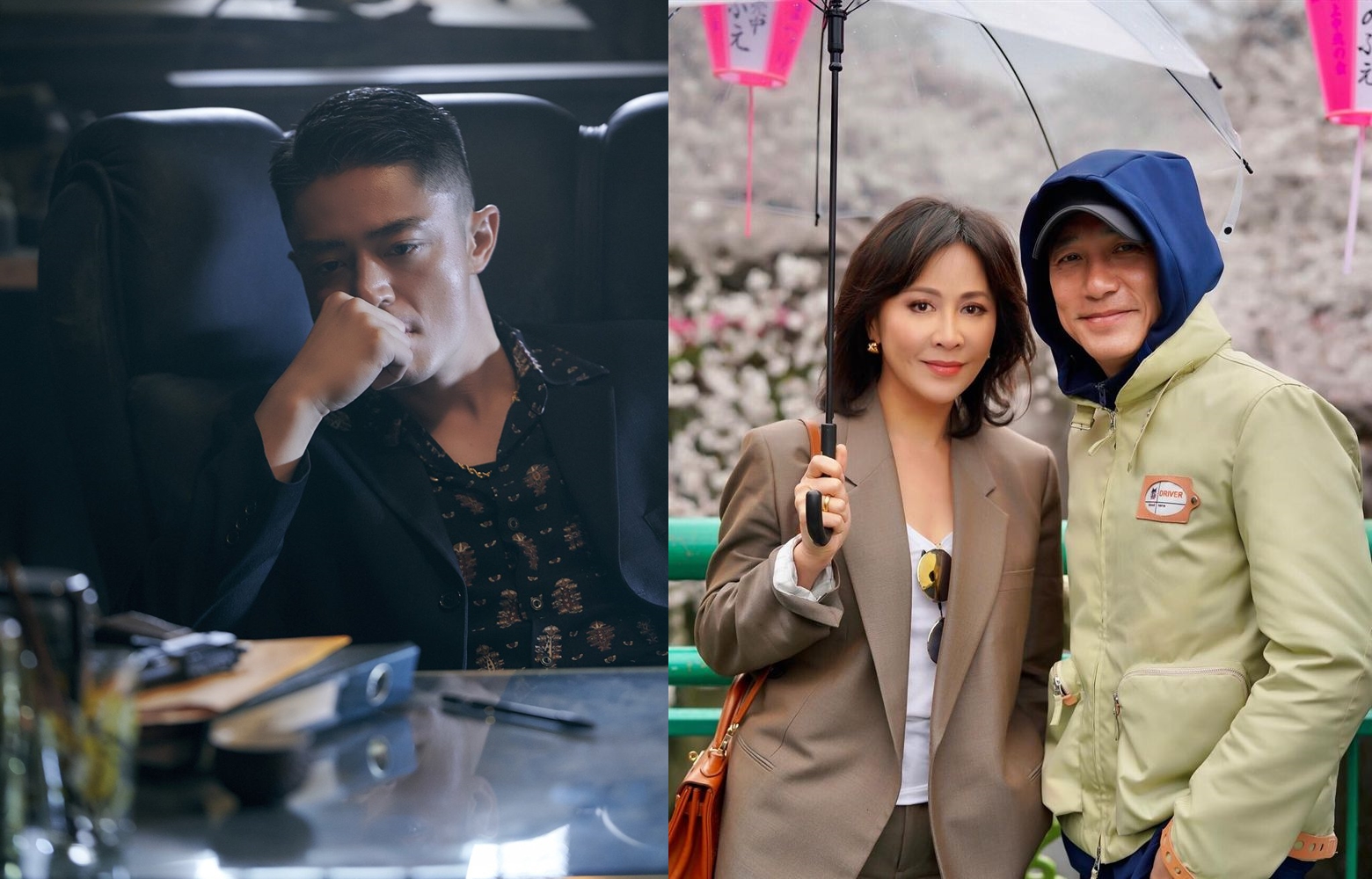 霍建華(左圖)以林心如老公身分客串飾演「檜木」,因此港版的檜木由梁朝偉(右圖右)來演似乎很理所當然。(百聿數碼提供、翻攝自劉嘉玲微博)