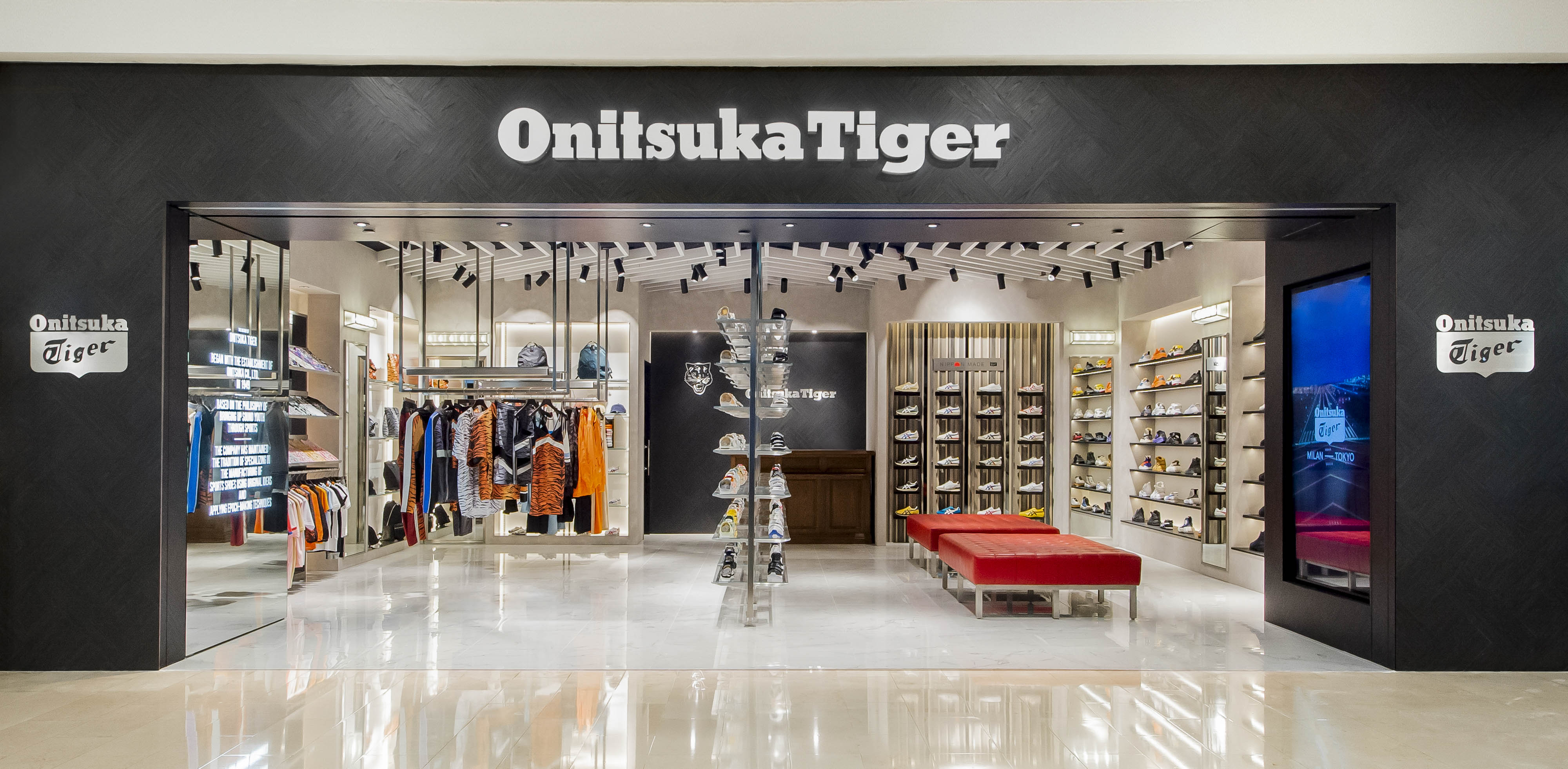 Onitsuka Tiger於台北101開設旗艦店，占地約30坪，將義式日魂入注台北地標。（Onitsuka Tiger提供）