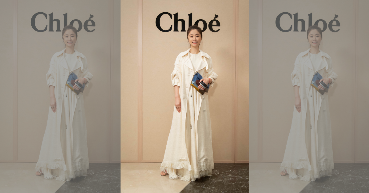 林心如以一襲充滿波希米亞風情的流蘇造型搭配多色拼接Kattie手拿包，出席Chloé高雄義享時尚廣場專賣店開幕活動。白色流蘇風衣 NT$166,800、白色流蘇上衣 NT$79,200、白色流蘇長裙 NT$87,200、Kattie多色拼接手拿包（附同色皮革背帶）NT$102,000、Zodiac珠寶系列水瓶座紫水晶耳環 NT$16,800、Zodiac珠寶系列水瓶座紫水晶雙指戒 NT$11,500、Zodiac珠寶系列水瓶座紫水晶戒指 NT$13,200 Chloé。（Chloé提供）