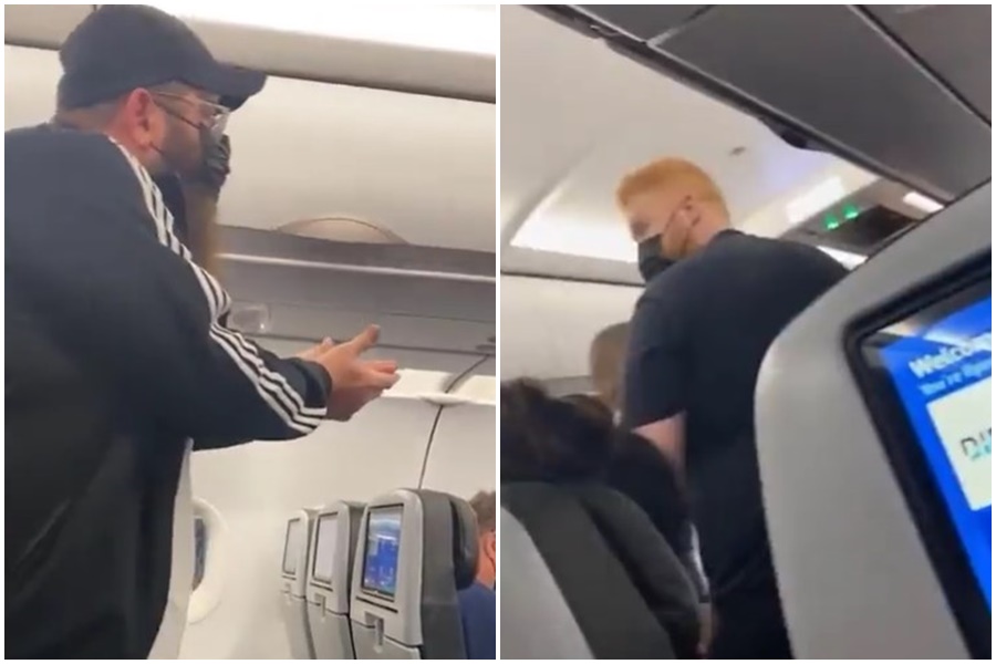 上週四捷藍航空一架航班因氣候因素，害乘客在機上久久不能下機。（翻攝自推特）