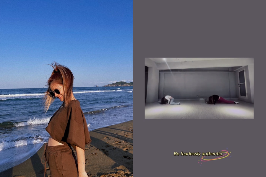 女星林珈安3月宣布懷二寶，不過依然保持運動習慣甚至跳舞還能劈腿。（翻攝自@_______lyla_______ IG）