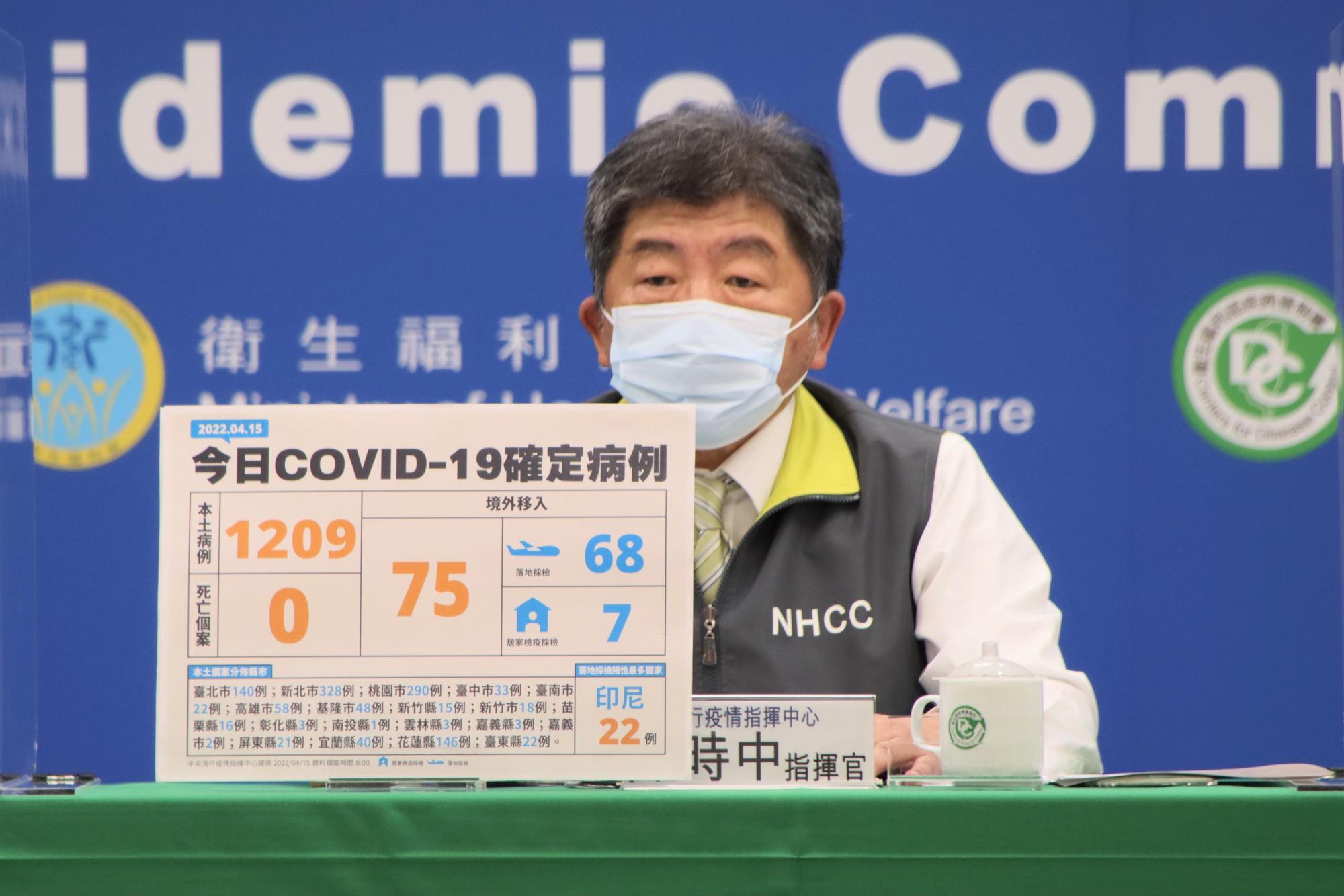 中央流行疫情指揮中心指揮官陳時中說明疫情狀況。（指揮中心提供）