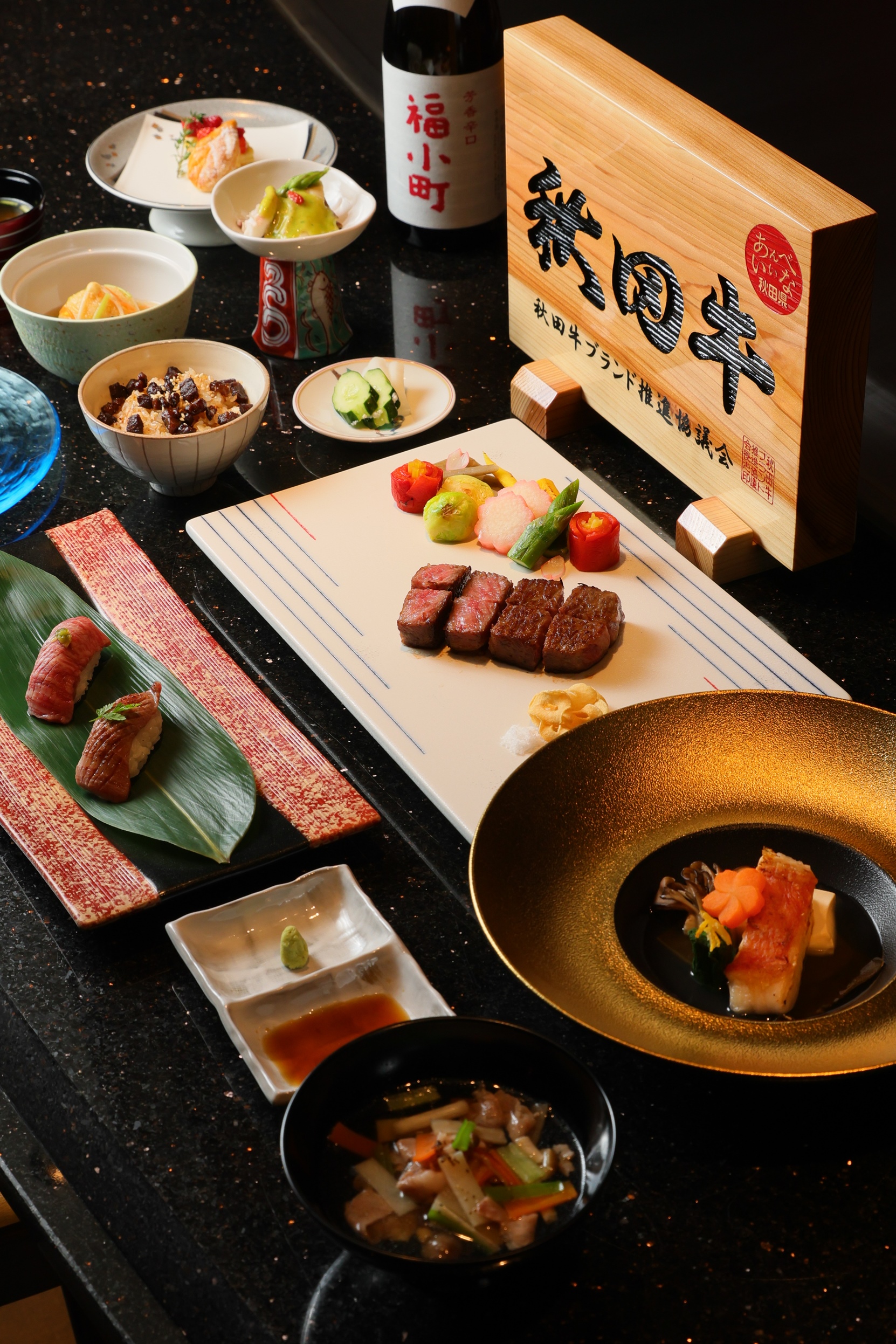 HAYASE新推出鐵板燒午間套餐。（3500元／份，碗物跟壽司需另外加價）