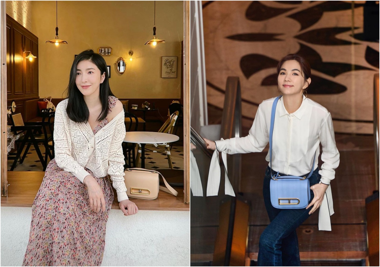 （左起）楊謹華、陳嘉樺分別以不同風格的穿著，搭配DELVAUX Lingot肩背包。（合成照片）