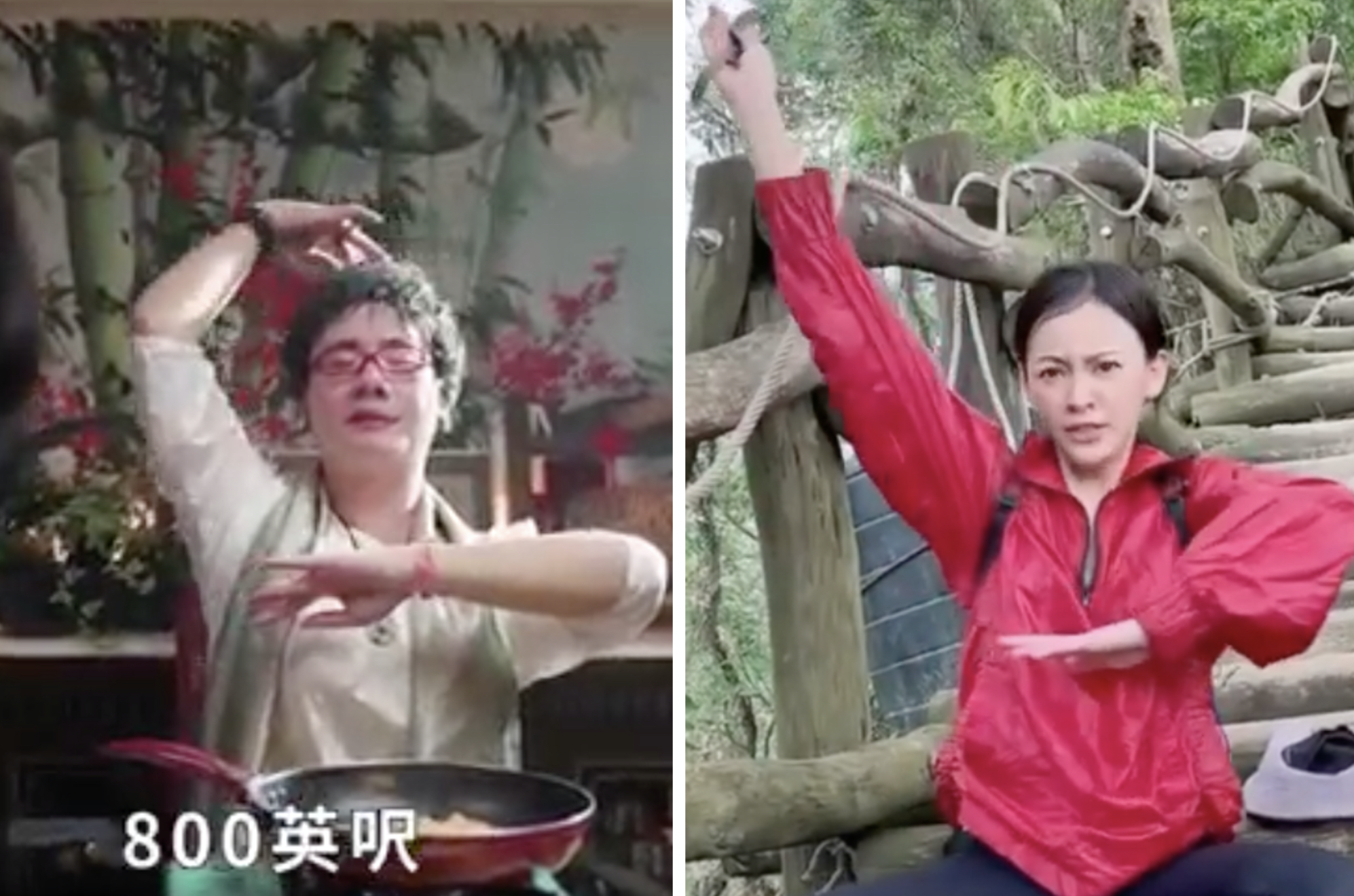 陳意涵模仿Youtuber阿翰「九天玄女」算命阿姨角色笑翻網友。（翻攝阿翰PO影片、陳意涵臉書）