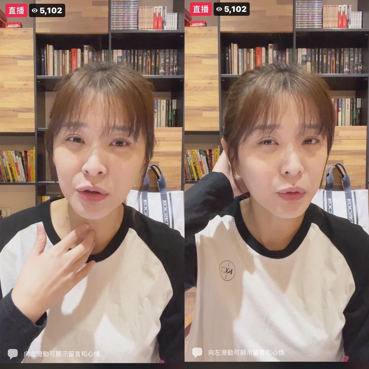 李燕今天下午確診後就在家沒出門，晚間直播吸引5千人上線關心。（翻攝李燕臉書）