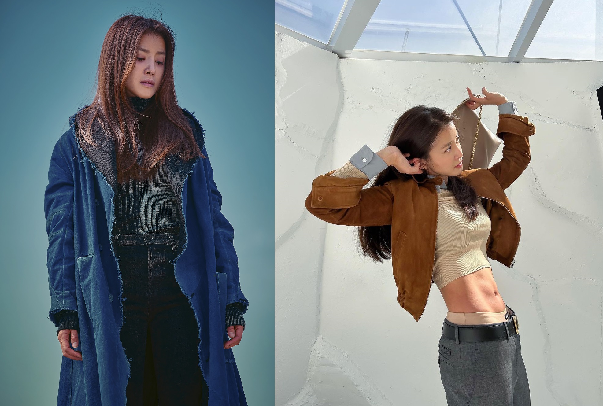 曾任拳擊選手的李施昤(左圖)引退後仍保持好身材,穿露肚裝秀出腹肌時(右圖)引來大批粉絲讚嘆。(左圖Disney+提供,右圖翻攝自李施昤Instagram)