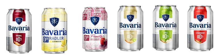 (由左至右):0.0零酒精、0.0檸檬零酒精、0.0粉紅莓果零酒精、薑汁檸檬風味蘇打、蘋果風味麥釀蘇打、草莓風味甜心蘇打