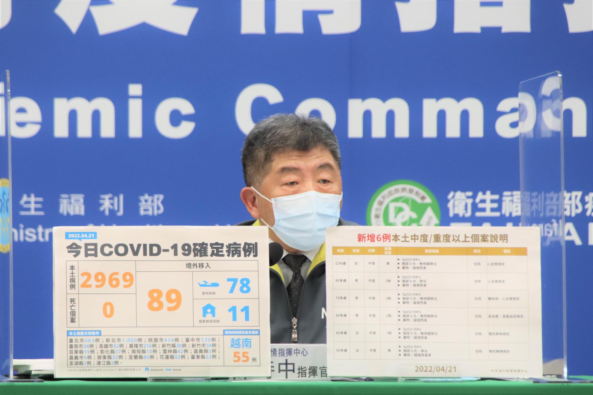 指揮中心說明最新疫情狀況。（指揮中心提供）