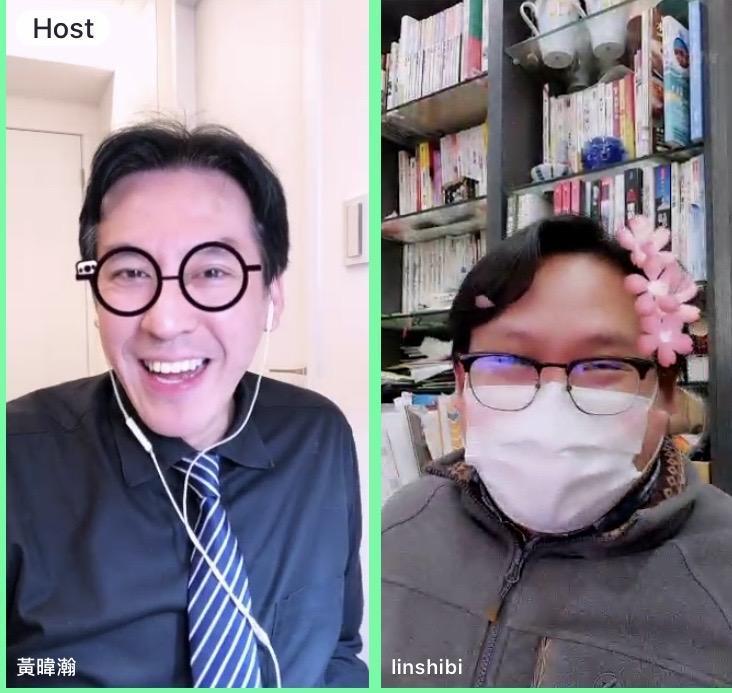 政治評論員黃暐瀚與前台大感染科醫師林氏璧上線直播對談聊疫情。（17LIVE提供）