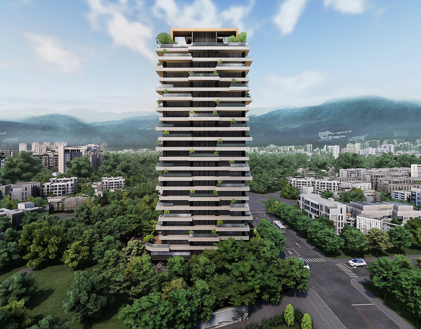 力麒天沐同時具備天母核心使館特區、面磺溪、振興公園樹海的優質條件，成為天母的新指標豪宅。（業者提供）