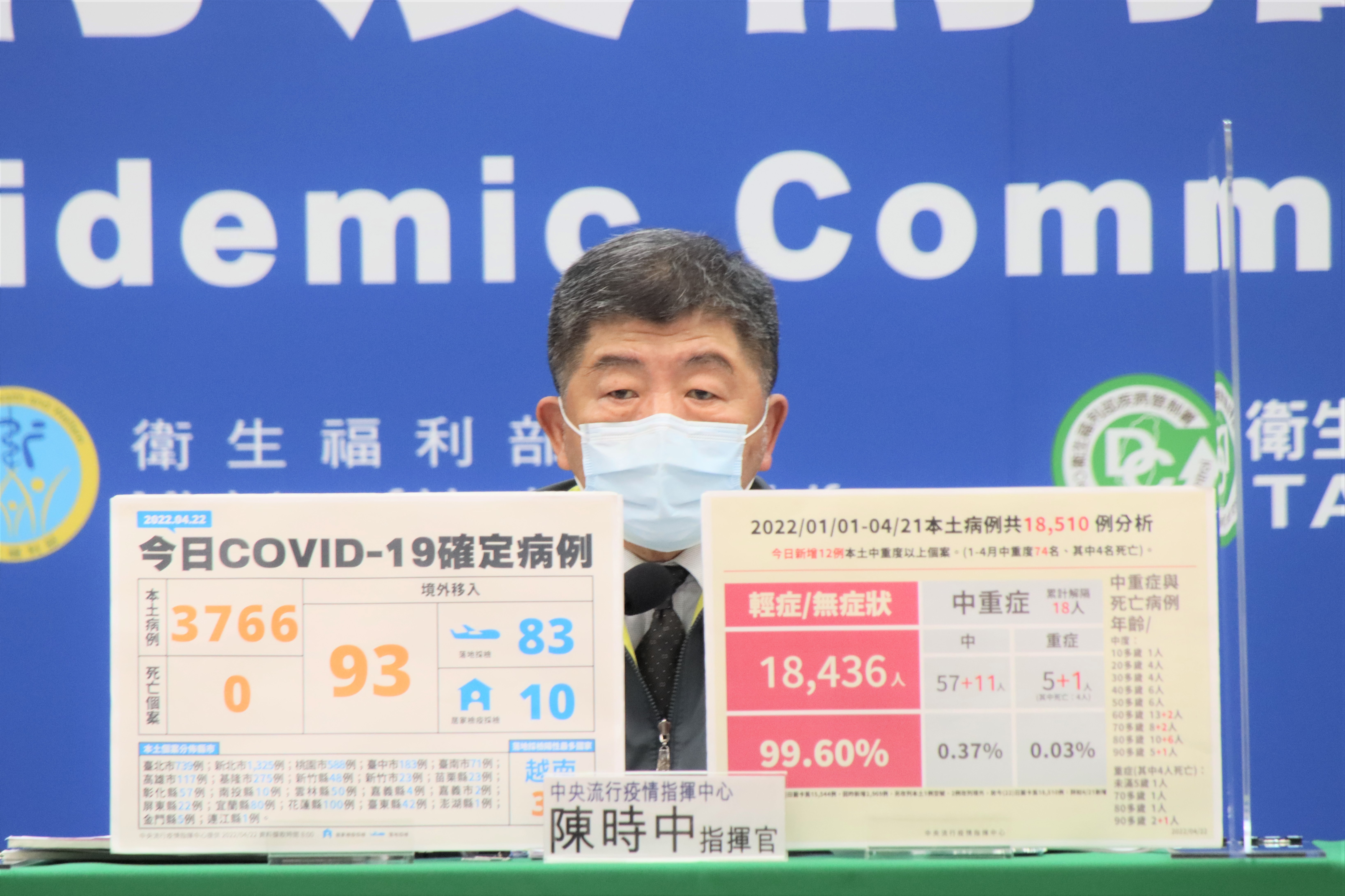 指揮中心說明最新疫情狀況。（指揮中心提供）