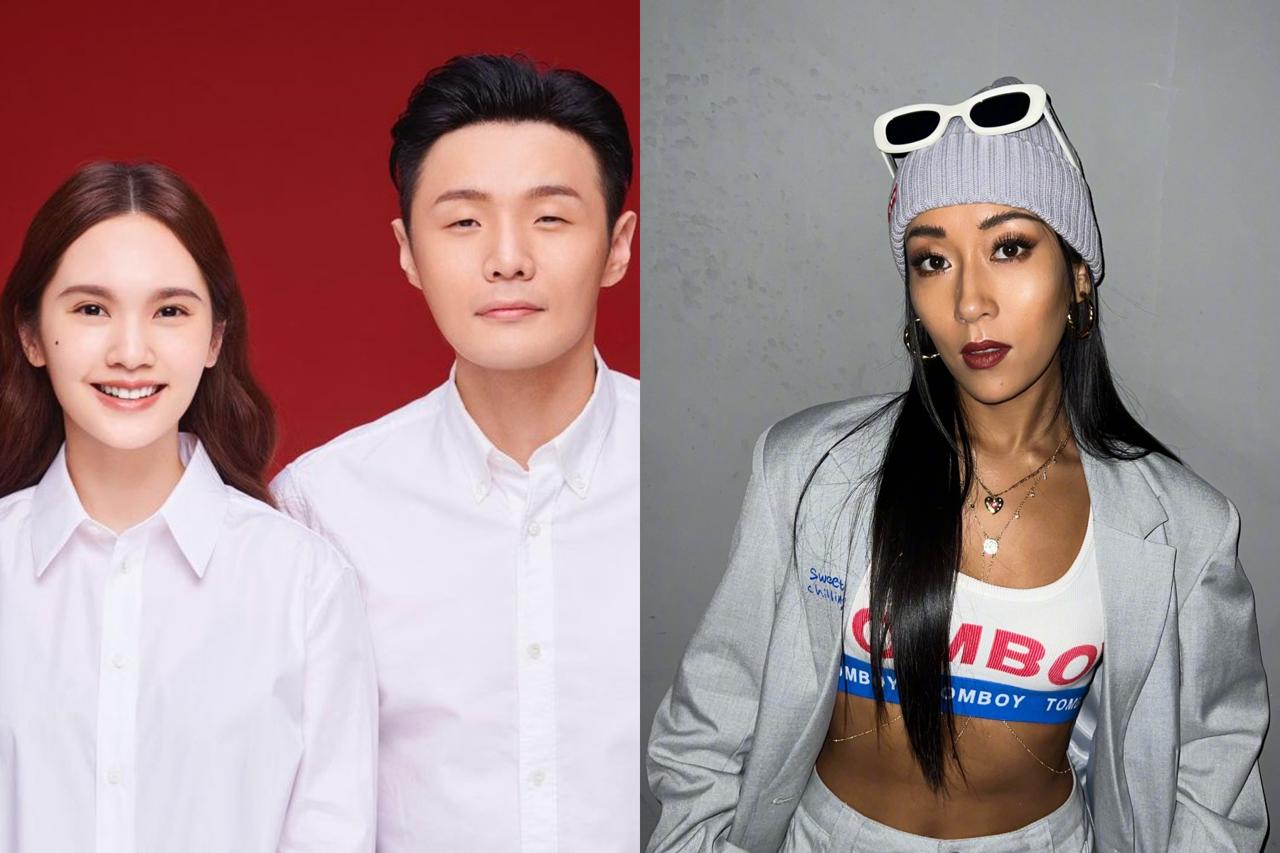 李榮浩（左圖右）和楊丞琳（左圖左）婚前婚後都愛得低調，怎料近日卻被烏龍爆料出軌中國女歌手吉克雋逸。（翻攝自李榮浩IG、吉克雋逸微博）