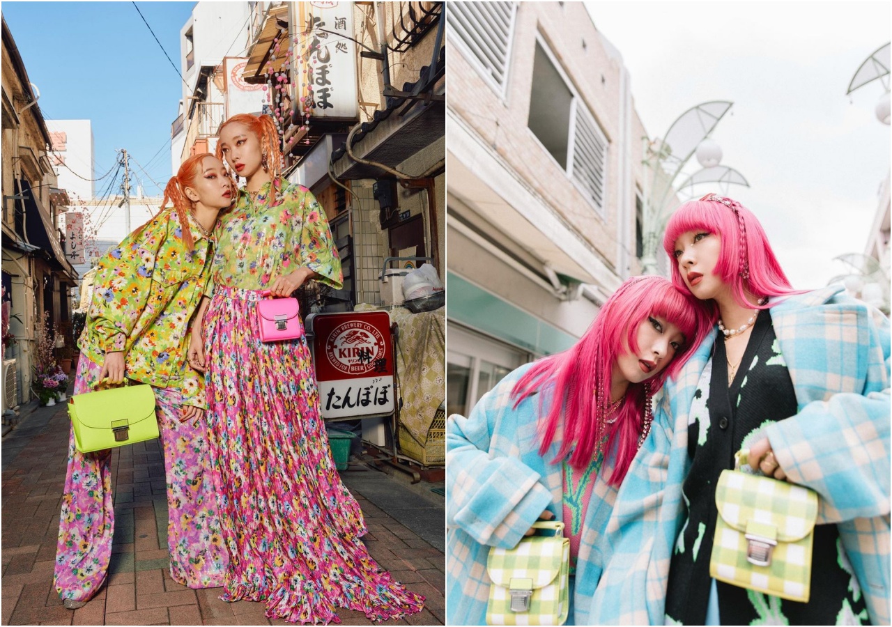 日本時尚雙胞胎AMIAYA姐妹搶先在IG曬出CLIC系列包款。（藍鐘提供）