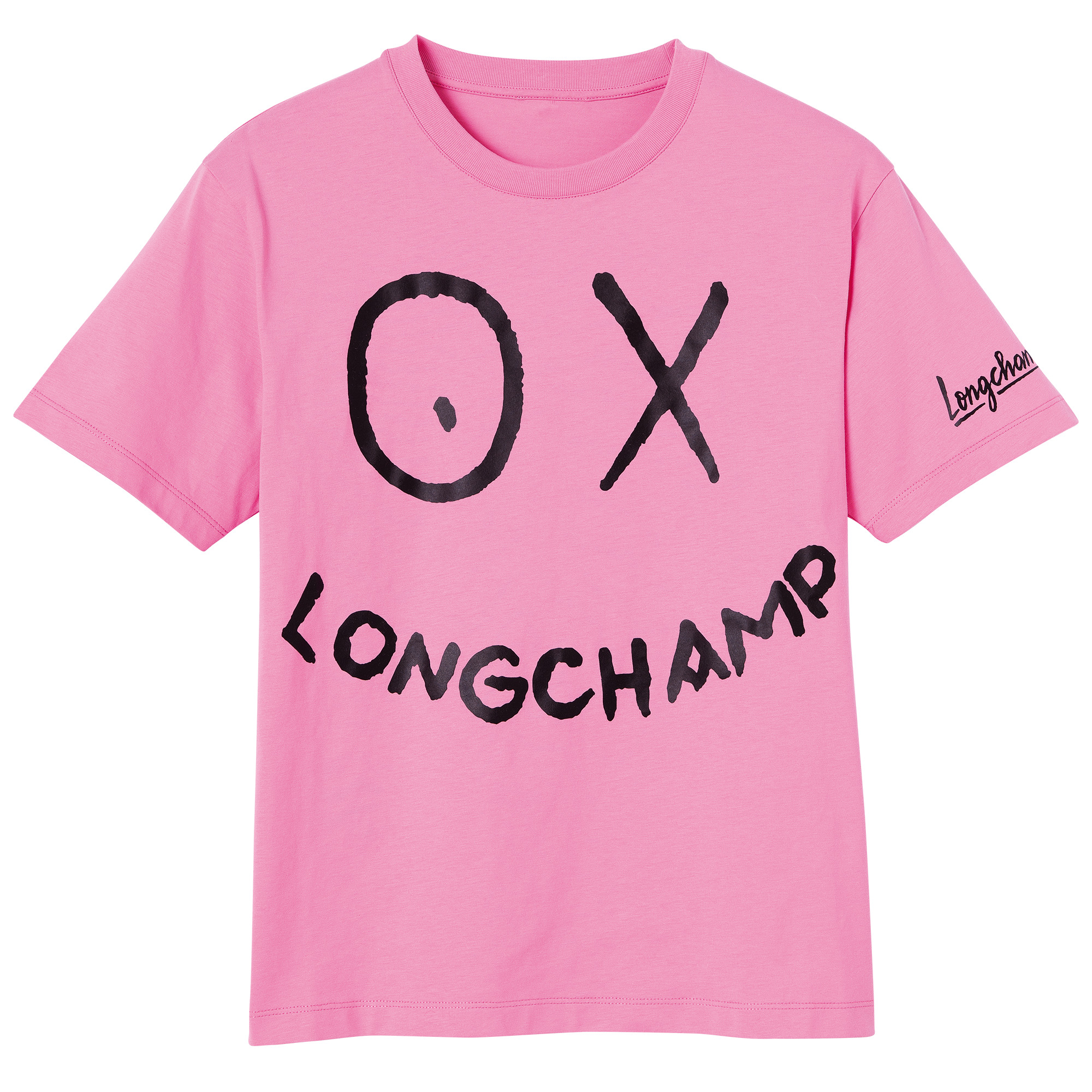 聯名系列糖果粉Logo T-Shirt。NT5,100（LONGCHAMP提供）